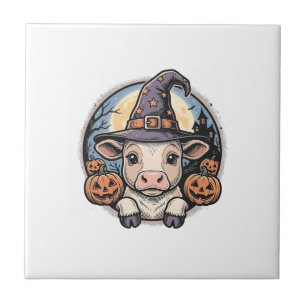 Süßer Halloween-Kalbs-Henkerhut Vintage-Stich De Fliese