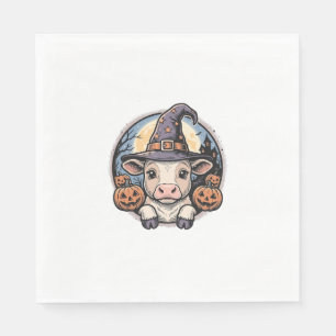 Süßer Halloween-Kalbs-Henkerhut Vintage-Stich De Serviette