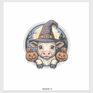 Süßer Halloween-Kalbs-Hexenhut Vintage-Stich De Aufkleber