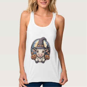 Süßer Halloween-Kalbs-Hexenhut Vintage-Stich De Tank Top