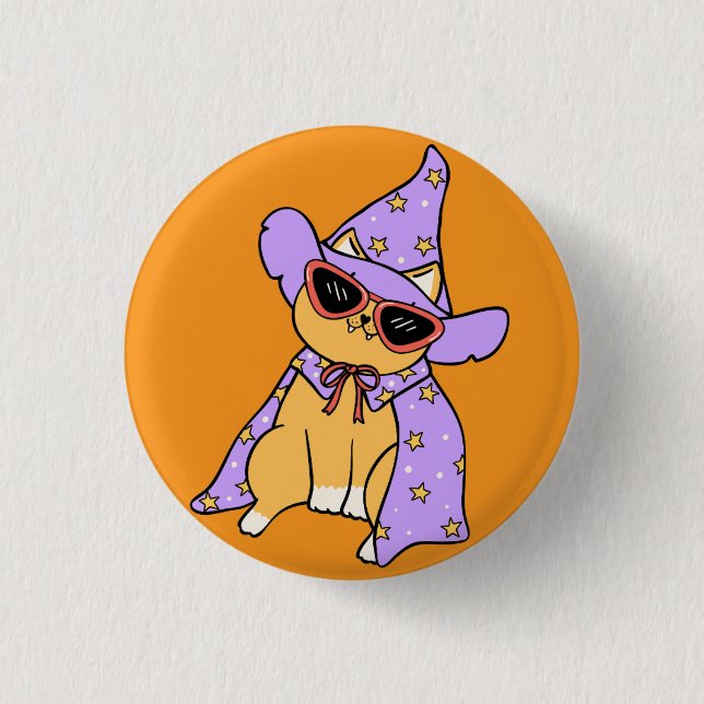 Süßer Halloween-Kater Button (Vorderseite)