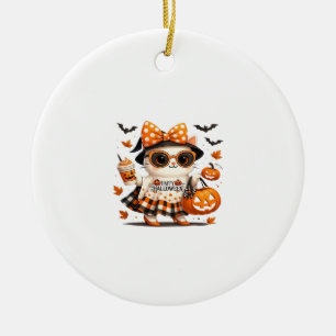 Süßer Halloween-Kater � Kawaii-Hexen-Kitty mit Kür Keramik Ornament