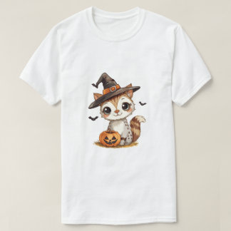 Süßer Halloween-Kater mit Kürbis T-Shirt