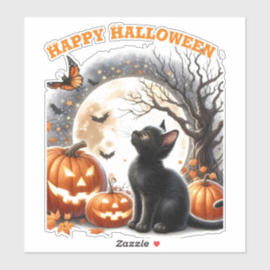 Süßer Halloween-Katz, individuell zugeschnittener Aufkleber