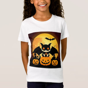 Süßer Halloween-Katzen-Charakter mit Kürbissen T-Shirt