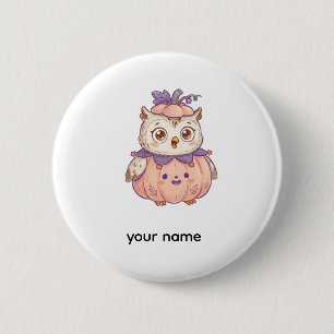 Süßer Halloween-Kürbis-Eule Personalisiert  Button