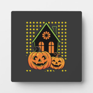 Süßer Halloween-Kürbis Geisterhaus Stern Fotoplatte