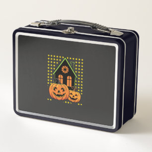 Süßer Halloween-Kürbis Geisterhaus Stern Metall Brotdose
