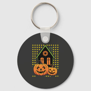 Süßer Halloween-Kürbis Geisterhaus Stern Schlüsselanhänger