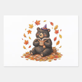 Süßer Halloween-Kürbis-Gewürz-Bär-Cozy-Herbst-T-Sh Geschenkpapier Set
