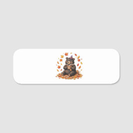 Süßer Halloween-Kürbis-Gewürz-Bär-Cozy-Herbst-T-Sh Namensschild