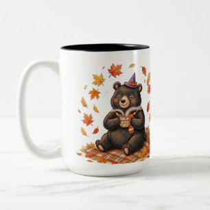 Süßer Halloween-Kürbis-Gewürz-Bär-Cozy-Herbst-T-Sh Zweifarbige Tasse