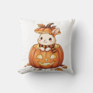 Süßer Halloween-Kürbis-Hase - Gemütlicher Herbstka Kissen