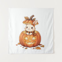 Süßer Halloween-Kürbis-Hase - Gemütlicher Herbstka