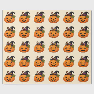 Süßer Halloween-Kürbis-Hexenhut-Aufkleber Geschenkpapier