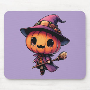 Süßer Halloween-Kürbis-Hexer Mousepad