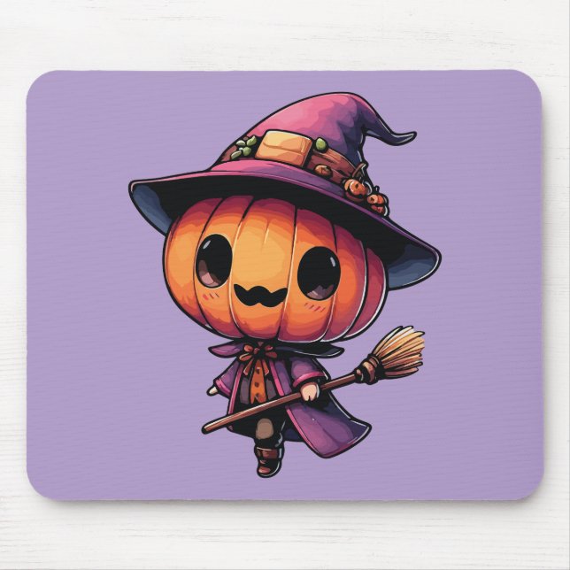 Süßer Halloween-Kürbis-Hexer Mousepad (Vorne)