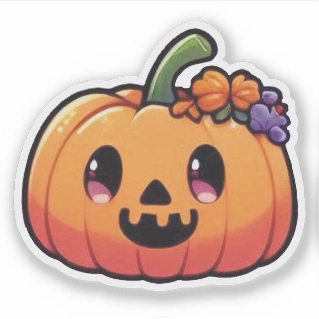 Süßer Halloween-Kürbis - Kawaii Jack-o'-Lantern Aufkleber (Vorderseite)