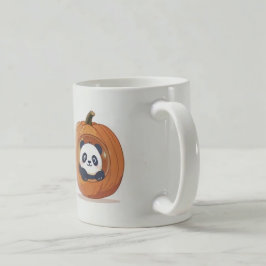 Süßer Halloween-Kürbis-Panda Kaffeetasse