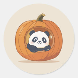Süßer Halloween-Kürbis-Panda Runder Aufkleber