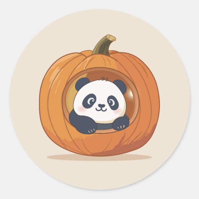 Süßer Halloween-Kürbis-Panda Runder Aufkleber (Vorderseite)