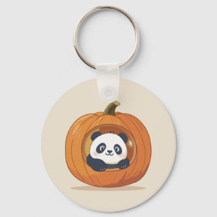 Süßer Halloween-Kürbis-Panda Schlüsselanhänger