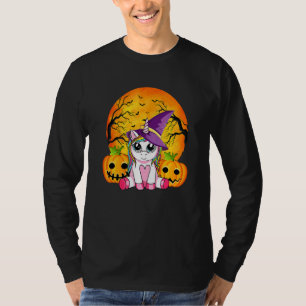 Süßer Halloween Mädchen Frauen Hexen Einhorn Hallo T-Shirt