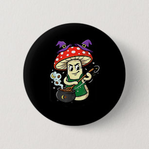 Süßer Halloween-Pilz-Hexenhut-Kessel-Magie Button
