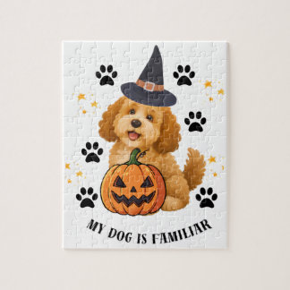 Süßer Halloween-Pudel-Hexer mit Kürbis Puzzle