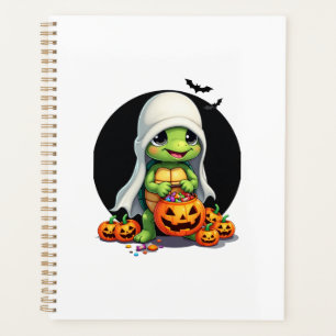 Süßer Halloween-Schildkröten-Geist mit Süßigkeiten Planer