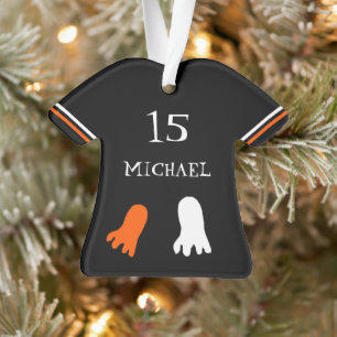 Süßer Halloween-Schwarz, Orange, Weiß personalisie Ornament