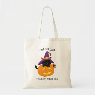 Süßer Halloween-Schwarzer-Kater-Trick-or-Treat Tragetasche