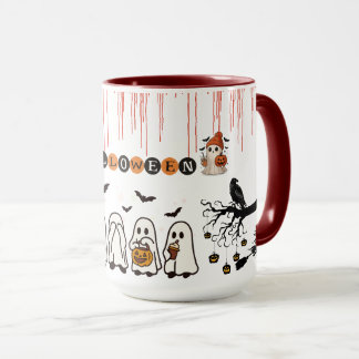 Süßer Halloween-Schwarzer-Kater- und Kürbis-Grusel Tasse
