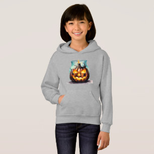 Süßer Halloween-Schwarzer-Katze-Kürbis-Grüsel-Kind Hoodie