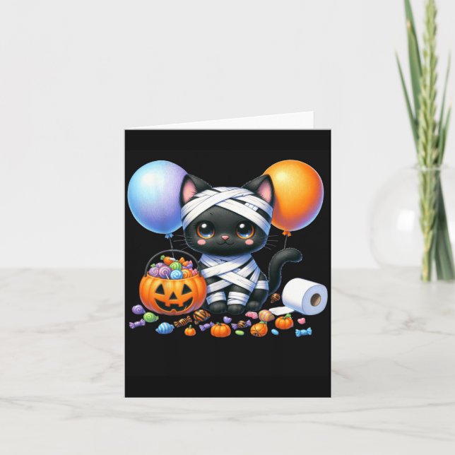 Süßer Halloween-Schwarzer-Katze-Kürbis-Süßes-oder- Karte (Vorderseite)