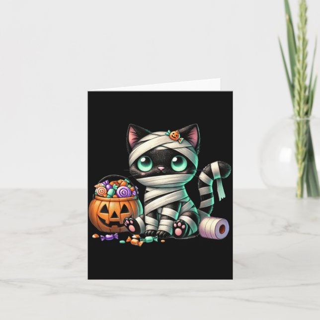 Süßer Halloween-Schwarzer-Katze-Kürbis-Süßes-oder- Karte (Vorderseite)
