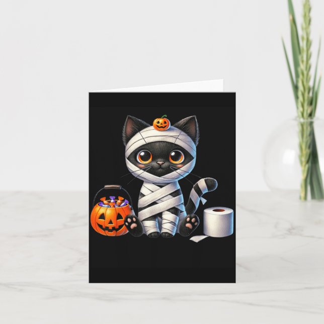 Süßer Halloween-Schwarzer-Katze-Kürbis-Süßes-oder- Karte (Vorderseite)