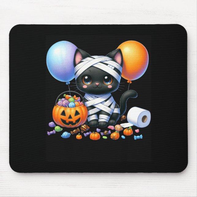 Süßer Halloween-Schwarzer-Katze-Kürbis-Süßes-oder- Mousepad (Vorne)