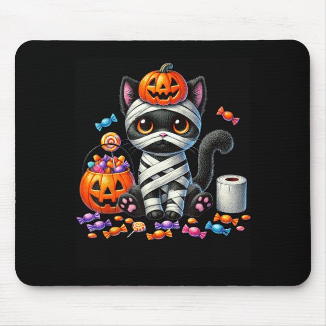 Süßer Halloween-Schwarzer-Katze-Kürbis-Süßes-oder- Mousepad (Vorne)