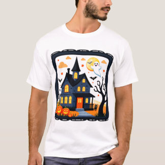 Süßer Halloween-Schwarzer-Katze-und-Kürbis-Grusel- T-Shirt