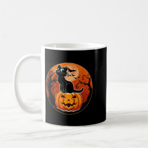 Süßer Halloween-Schwarzer-Katzen-Hexenhut-Kürbis f Kaffeetasse