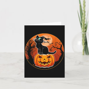 Süßer Halloween-Schwarzer-Katzen-Hexenhut-Kürbis f Karte