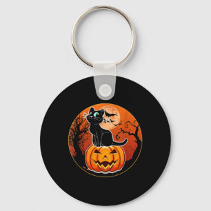 Süßer Halloween-Schwarzer-Katzen-Hexenhut-Kürbis f Schlüsselanhänger