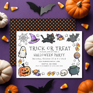 Süßer Halloween-Streich oder Sauberkeits-Kinder-Cr Einladung