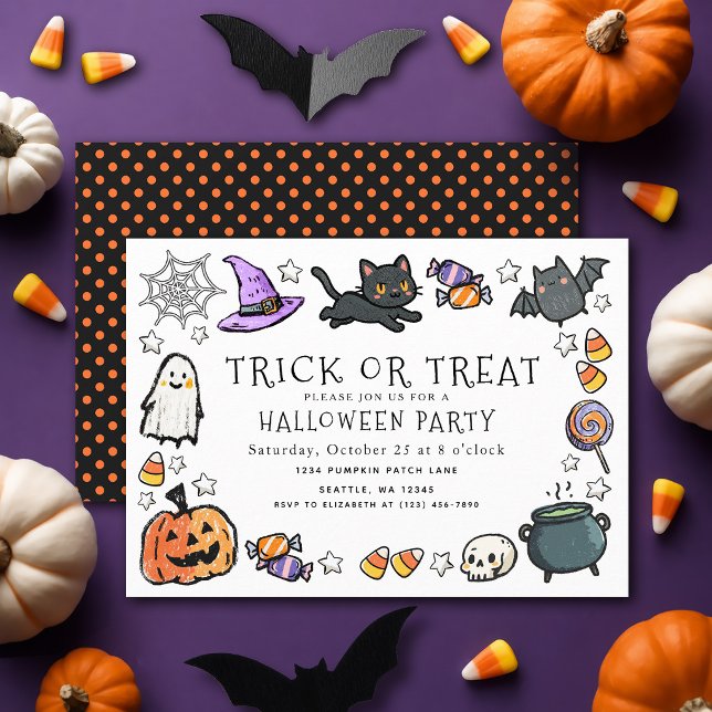 Süßer Halloween-Streich oder Sauberkeits-Kinder-Cr Einladung (Von Creator hochgeladen)