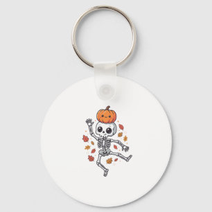 Süßer Halloween tanzender Skelett mit Kürbiskopf Schlüsselanhänger
