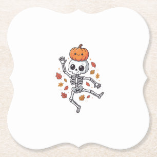 Süßer Halloween tanzender Skelett mit Kürbiskopf Untersetzer