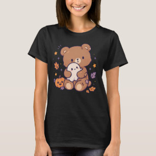 Süßer Halloween-Teddybär mit Geist und Kürbis T-Shirt