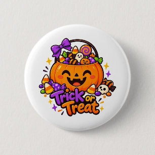 Süßer Halloween-Trick-or-Treat-Kürbis-Süßigkeiten- Button