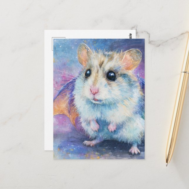 Süßer Hamster-Drache Postkarte (Vorderseite/Rückseite Beispiel)